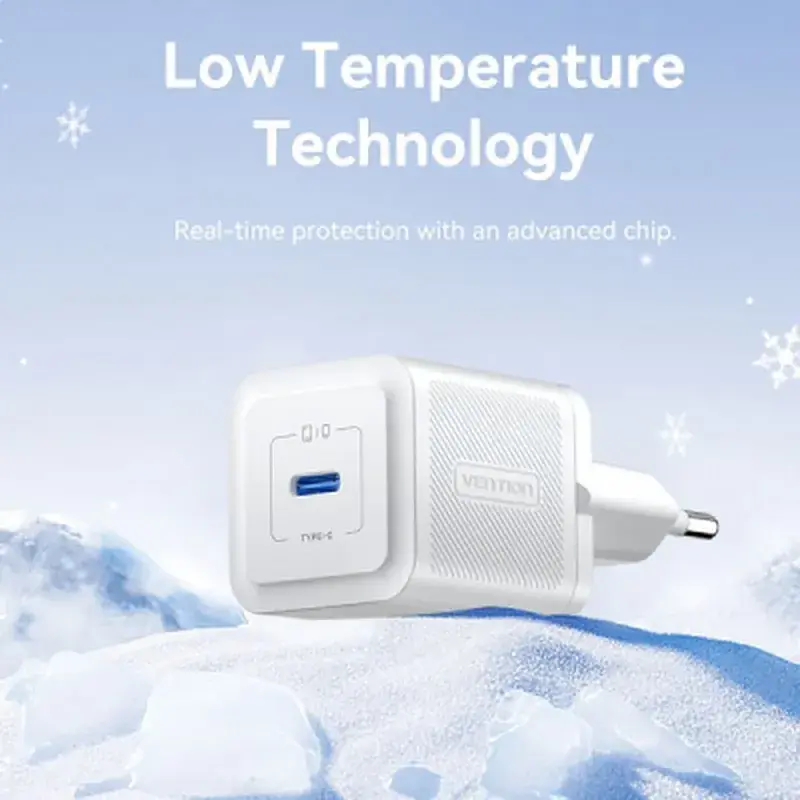 Зарядний пристрій Vention 1xUSB-C PD20W GaN + cable USB-C to USB-C white (TZ-FEPW0-EU-01) - фото 9