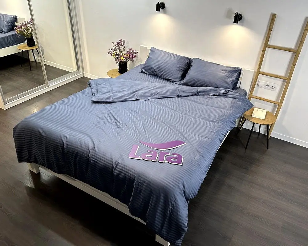 Постільна білизна LARA сатин-страйп LUX steel grey d13207р полуторний - фото 3
