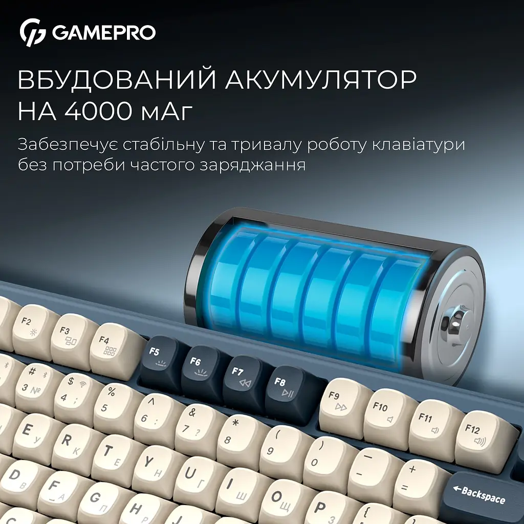 Клавиатура GamePro Asgard Yord Keychron Super Red Switch Wireless/Bluetooth/USB Blue беспроводная (MK266BL) - фото 12