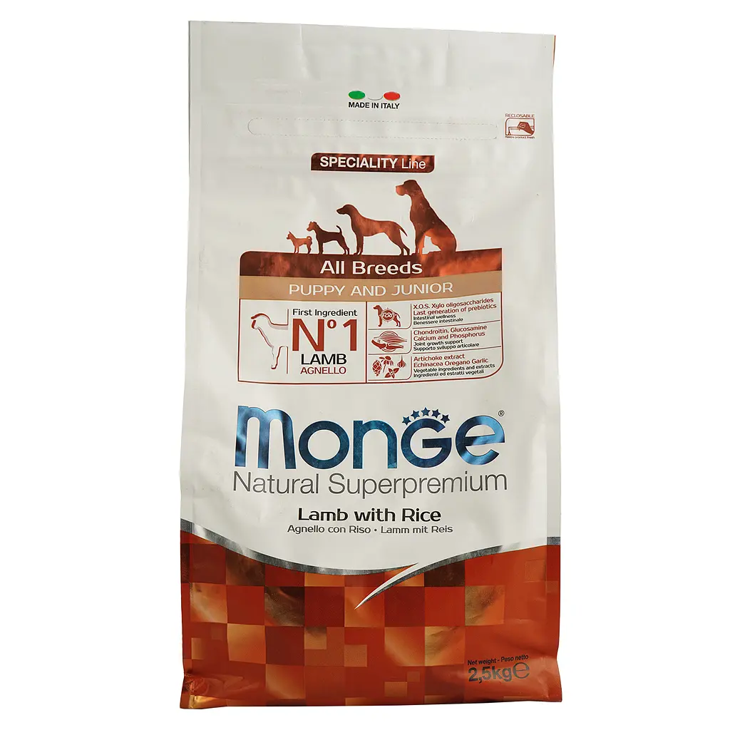 Сухий корм Monge Dog All breeds Puppy&Junior, для цуценят всіх порід, ягня з рисом, 2,5 кг - фото 2