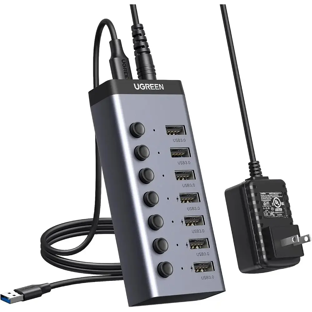 Хаб USB 3.0 -> USB to 7xUSB 3.0 з додатковим живленням Type-C 12V 2A CM481 Ugreen - фото 3