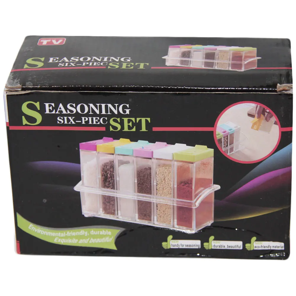 Набір ємностей для спецій Seasoning Six Piece Set, 6 баночок ∙ Кухонний набір - спецівниця на підставці ∙ Екопластик - фото 6