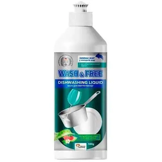 Засіб для миття посуду WASH & FREE 500мл екстракт алое вера та лісової суниці
