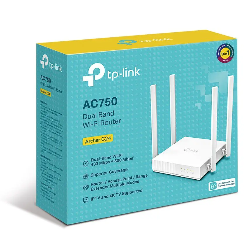 WI-FI роутер маршрутизатор TP-Link C-24 ARCHER AC750 2.4 ГГц, 5 ГГц, Wi-Fi 5, 433Мбит/с - фото 3