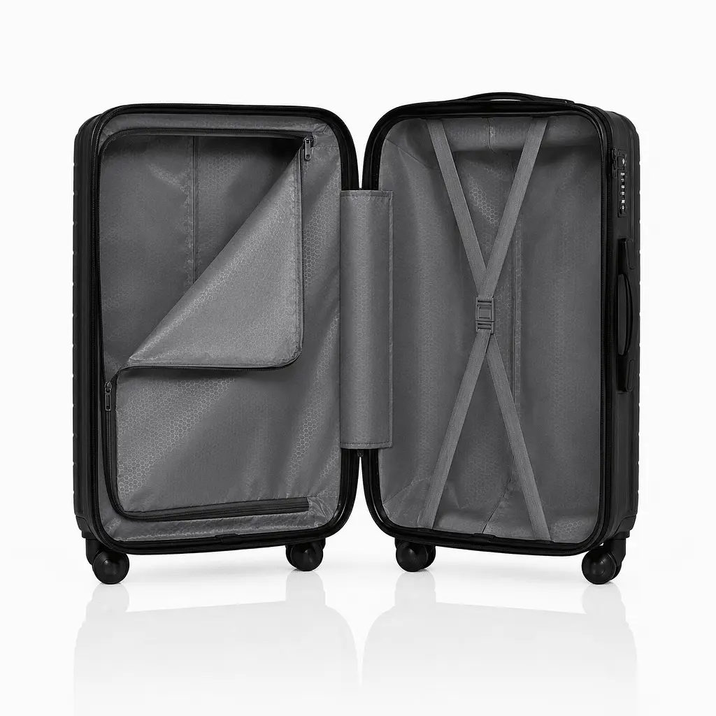 Валіза з поліпропілену Fashion 131 середня 62л чорна (131-M-Black) - фото 4