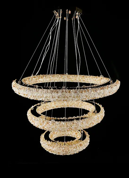 Підвісна світлодіодна кришталева люстра Splendid Ray L6356/800+600+400/3 LED, золото, 164 Вт, від 20-30 м² - фото 6
