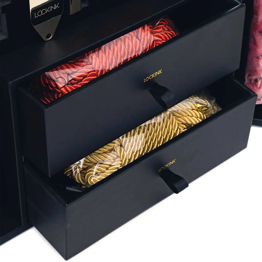 БДСМ-набір LOCKINK All-in-1 BDSM Play Kit, чорний, шкіра з тисненням, предмети для бондажу, шибарі, ваксплею - фото 6