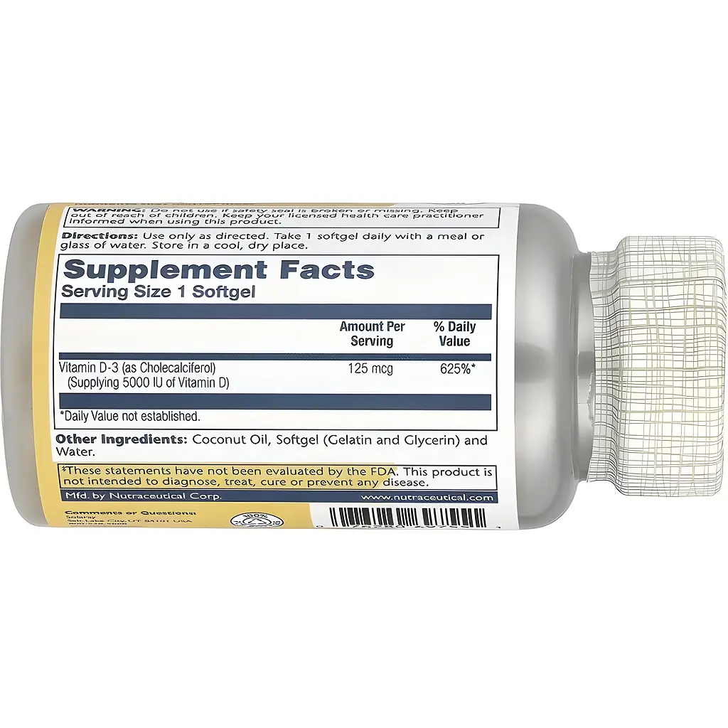 Вітамін D3 + K2 Solaray Soy-Free Vitamin D3 + K2 120 вегетаріанських капсул - фото 2