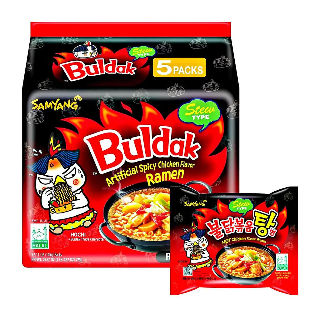 Локшина швидкого приготування Samyang Buldak Artificial Spicy Chicken Flavor Ramen 5х145г - фото 3
