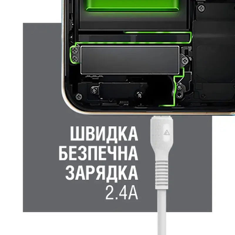 Дата кабель USB 2.0 AM to Lightning 1.2m AL-CBCOLOR-L1WT White ACCLAB (1283126518225) - фото 5