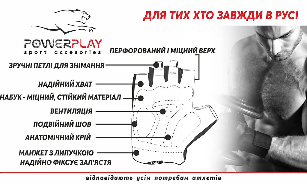 Рукавички для фітнесу PP-1572 PowerPlay M fit0003277 - фото 6
