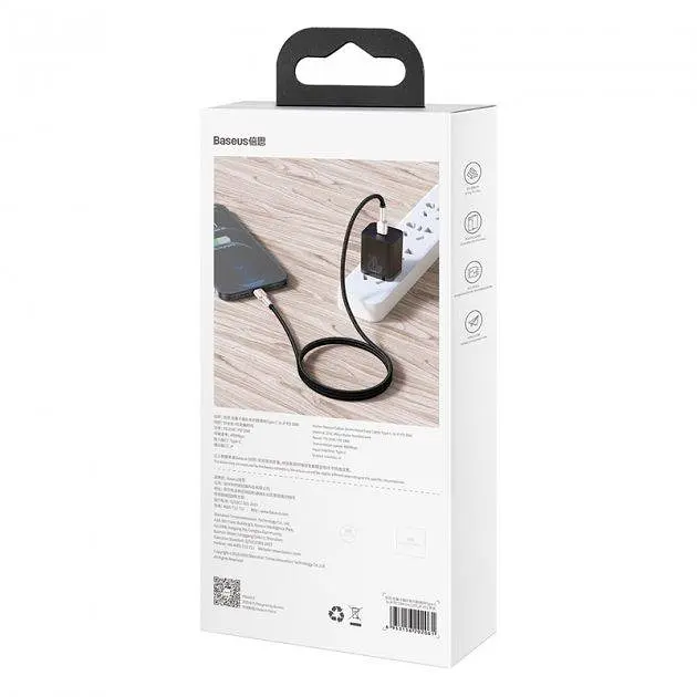 Кабель Baseus Cafule Metal Cable Type-C to Lightning PD 20W 2m CATLJK-B01 Black - фото 7
