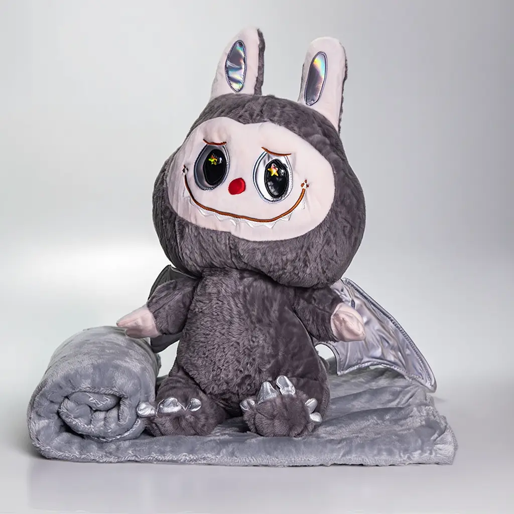 Мягкая игрушка-плед и подушка 3 в 1 Labubu Brown Dragon Серый Colorful Home 520-29G - фото 6