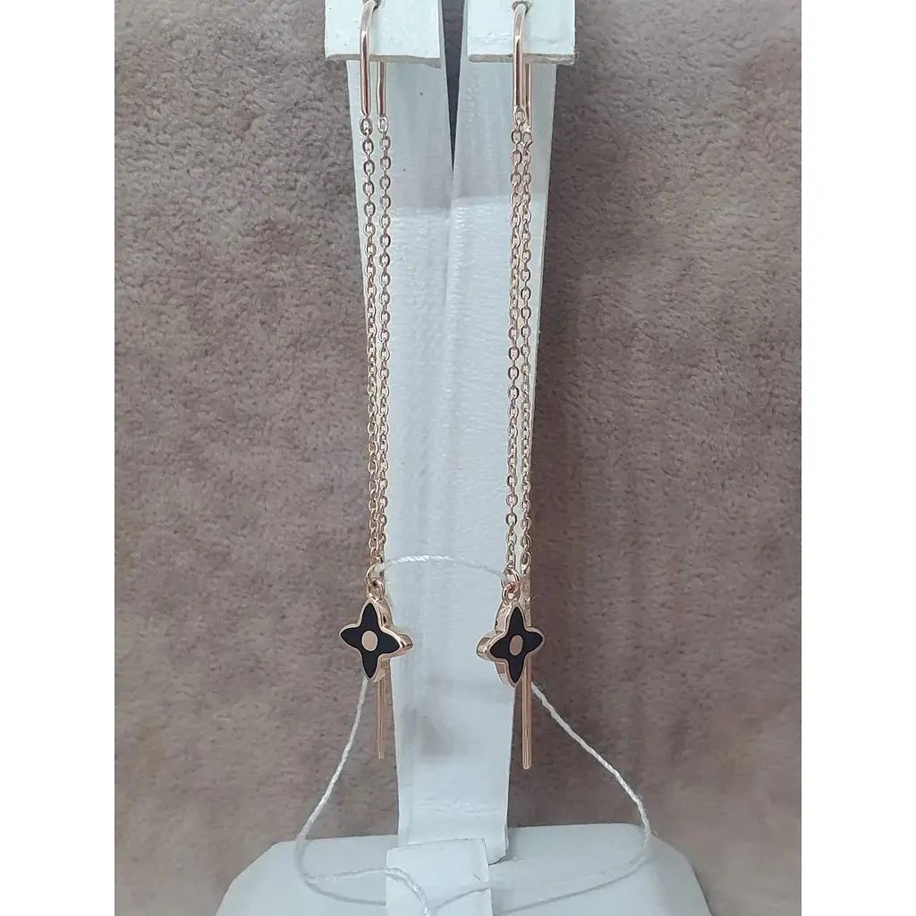 Золоті сережки-протягання Tango Конюшина Луі з емаллю. 500057Е - фото 2