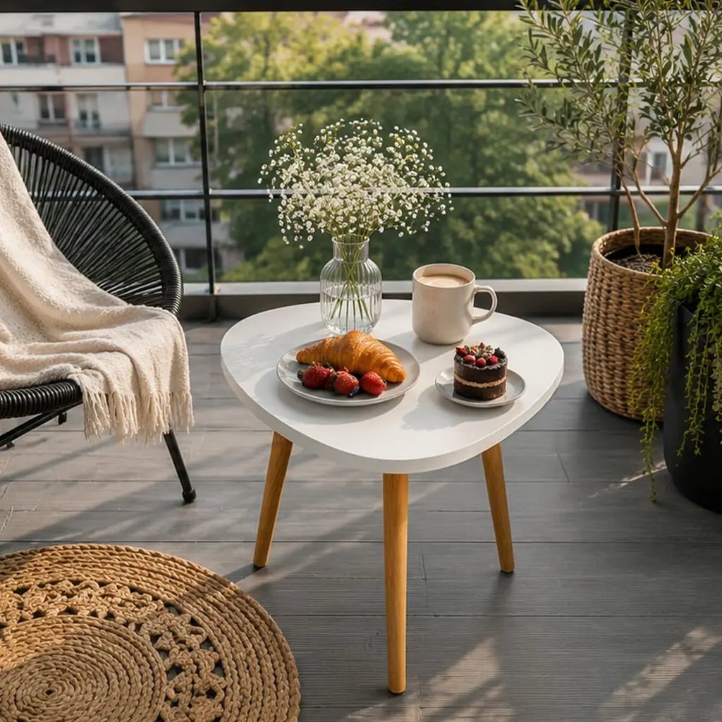 Столик журнальний трикутний SW-00003365 інтер'єрний 40x40x31 см Білий - фото 8