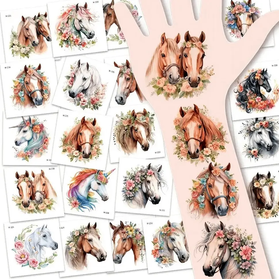 Набір тимчасових татуювань "Коні" Horses-20-01 розмір 6х6 см - фото 2