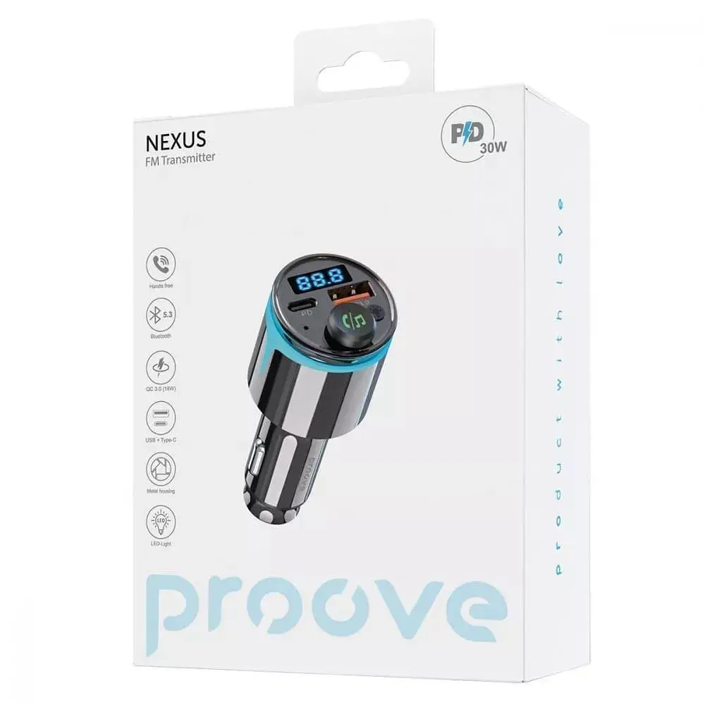 Автомобільний зарядний пристрій Proove FM Launcher Nexus 30W (PD+QC3.0) Type-C+USB black (FMNX30110001) - фото 5