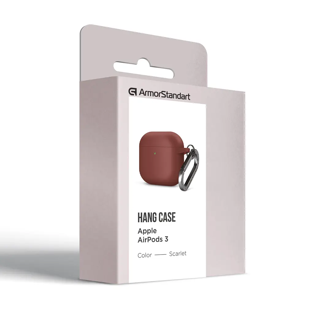 Силіконовий чохол для навушників Apple AirPods 3, Hang Case, коричневий, ультратонкий захисний кейс товщиною 2 мм, захист від подряпин, пилу та ударів, компактний, з карабіном для кріплення, ArmorStandart (ARM60323) - фото 8