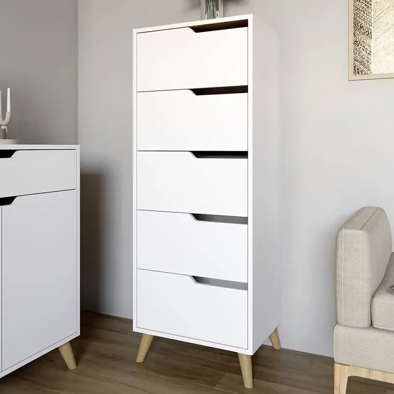 Комплект меблів для вітальні М-ЗОН Борн Німфея Альба (білий) 5 предметів з ніжками кольору світлий горіх (MZN-031071) - фото 3