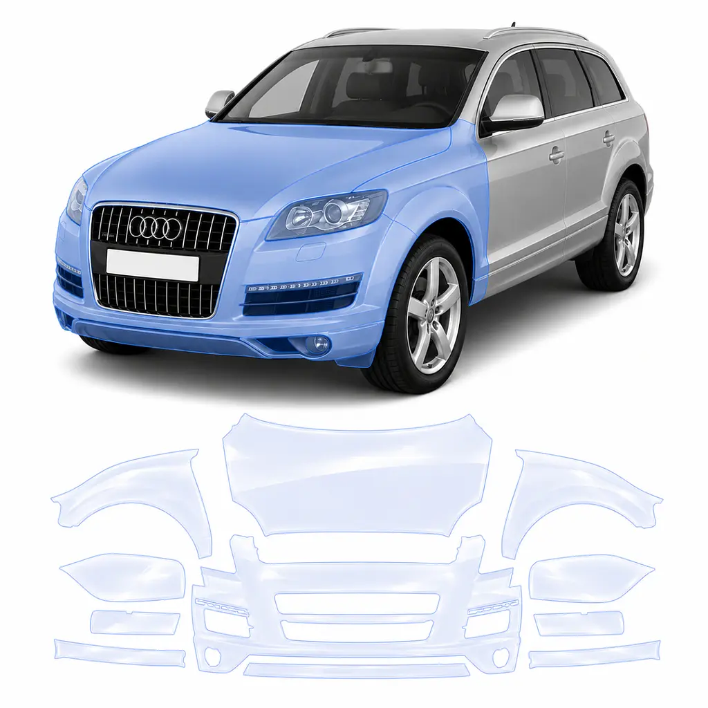 Антигравійна захисна бронеплівка за лекалами для Audi Q7 4L 2005-2015 - передня частина авто (капот бампер крила))