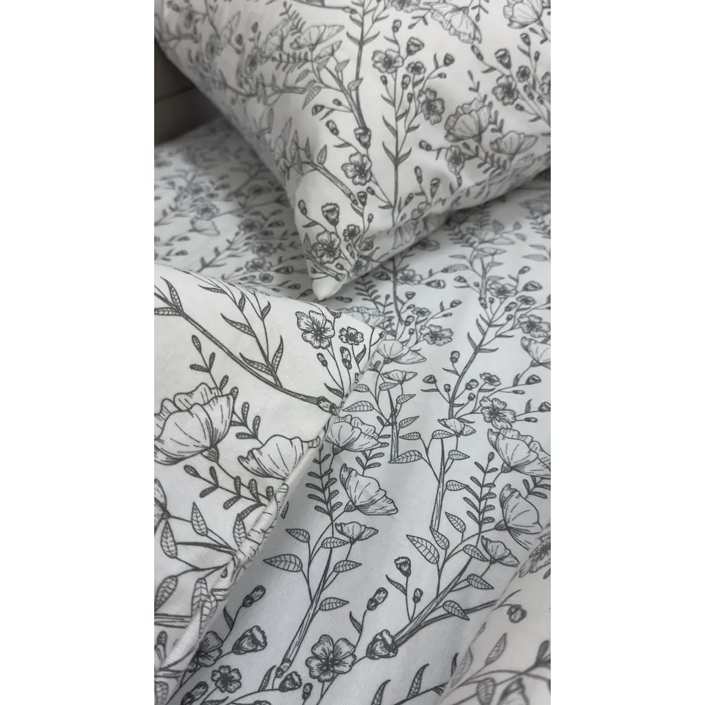 Простыня на резинке Ecotton фланель White/Black 160х200см (25532) - фото 2