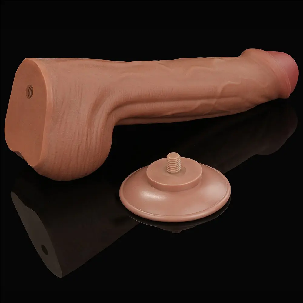 Фалоімітатор LoveToy Sliding-Skin Dual Layer Dong 29 см коричневий - фото 6
