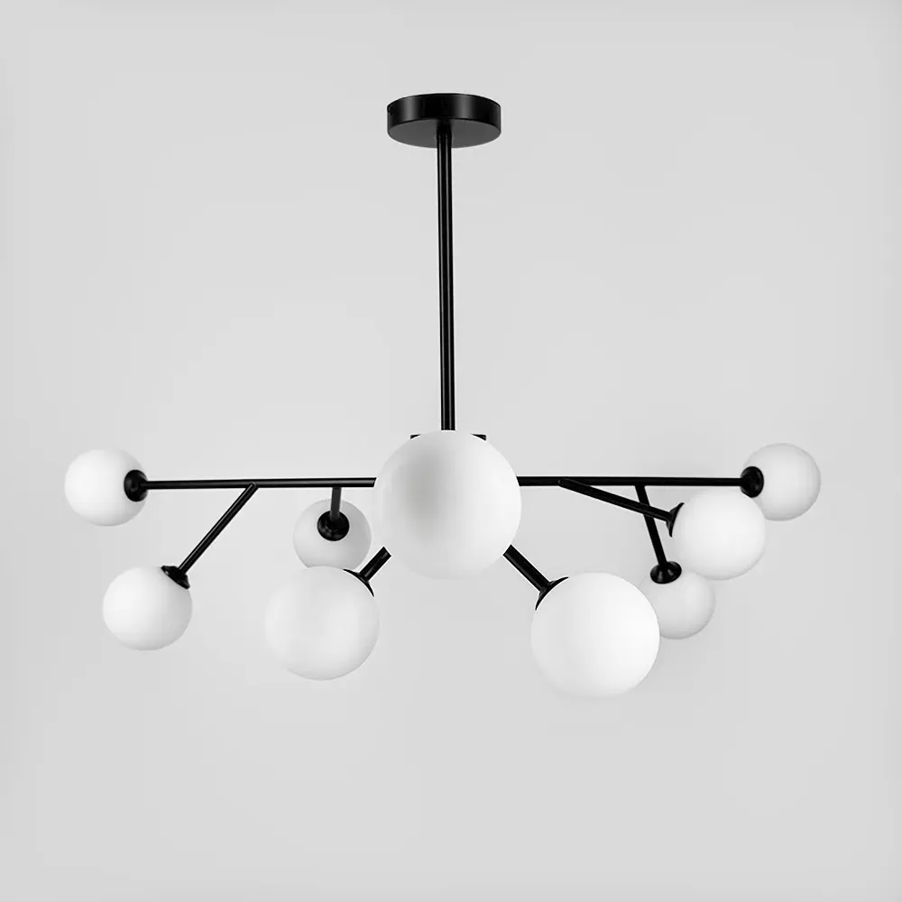 Потолочная люстра в черном корпусе на 9 белых плафонов Ø 100 см Ст. AOC 19/9 BK G9 Line F - фото 2