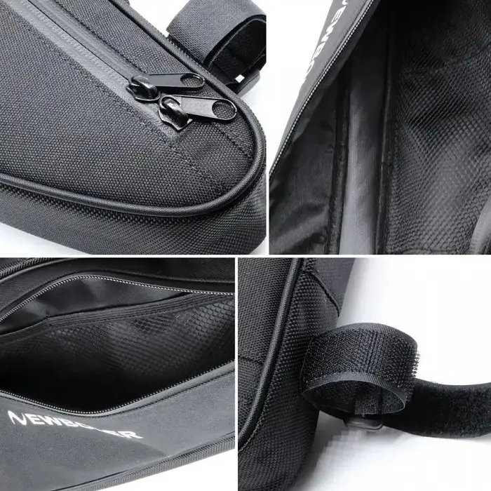 Сумка велосипедна NEWBOLER BG-0853 трикутна під раму, чорна, з відділеннями на блискавці - фото 7