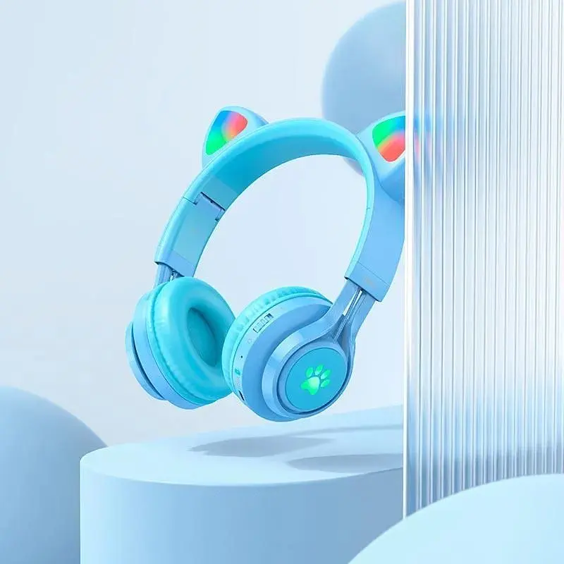 Наушники детские Hoco Cat ear kids BT headphones W39 голубые - фото 4