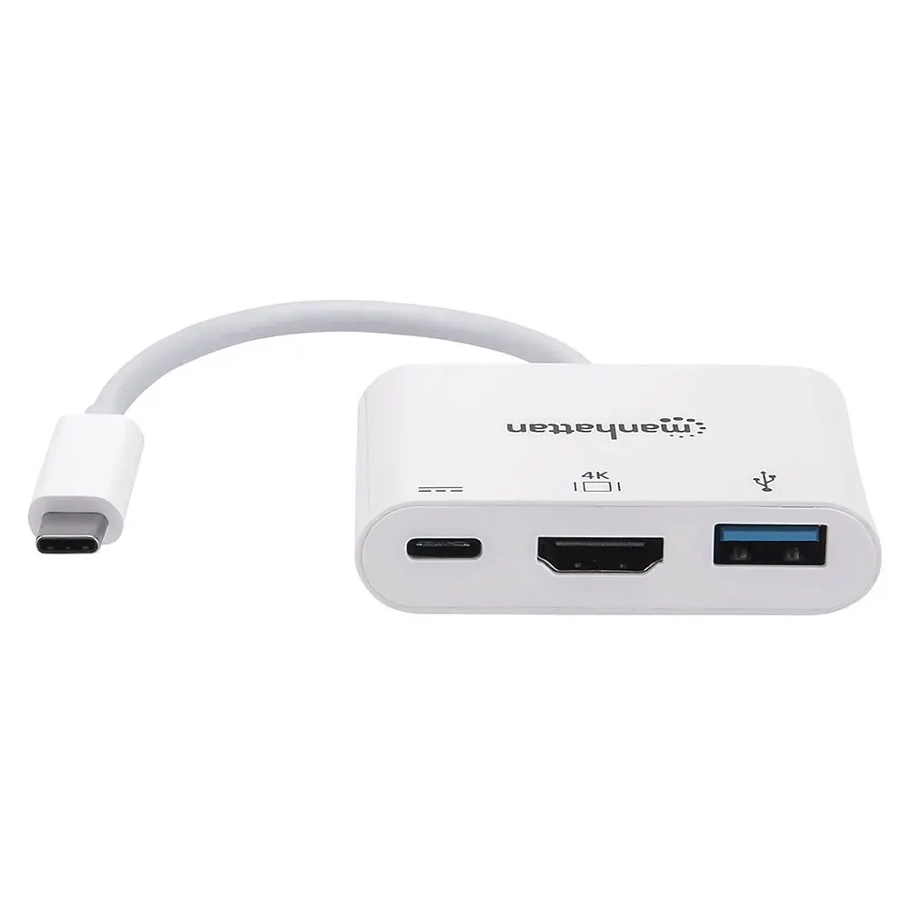 Док-станція USB3.1 Type-C - HDMI/USB 3.0/PD 60W 4-in-1 White Manhattan (152945) - фото 2