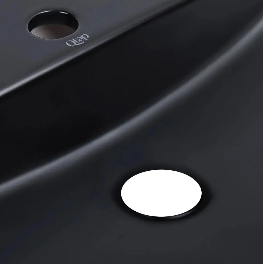 Комплект Qtap Scorpio: Раковина накладная овальная 500x380x120 мм Matt Black + Донный клапан PU03 (QT142202MBMBN47312) - фото 4