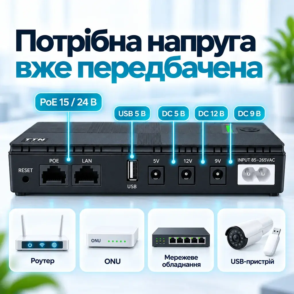 Пристрій безперебійного живлення TTN DC-1018P 18W 12000mAh (DC-1018P_12000) - фото 3