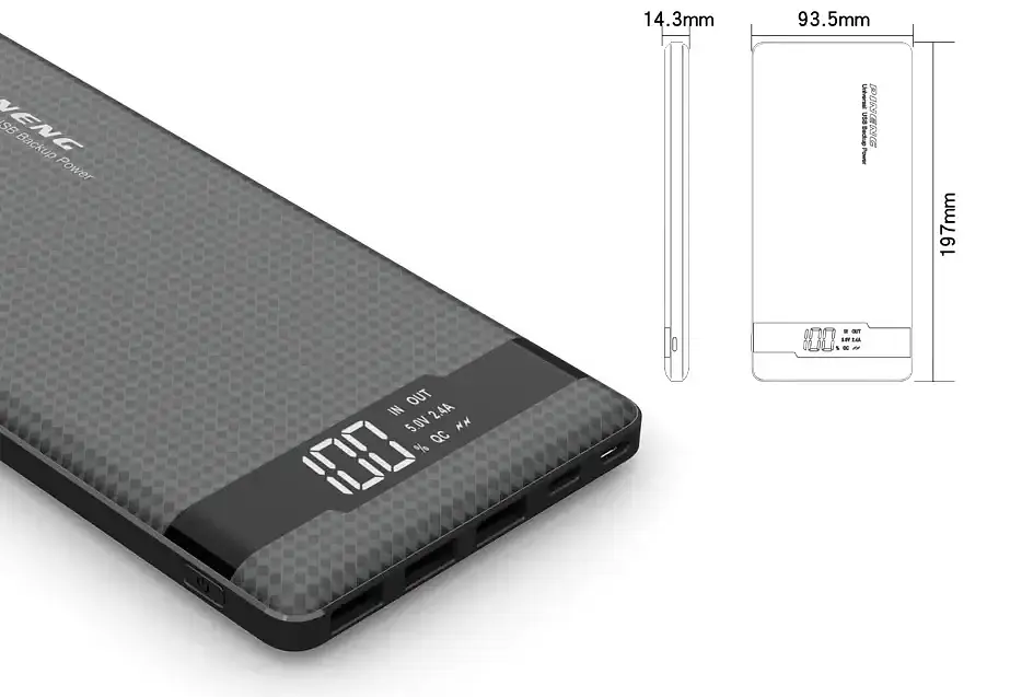 Внешний аккумулятор Power Bank Pineng PN-962 20000mAh (Черный) - фото 2