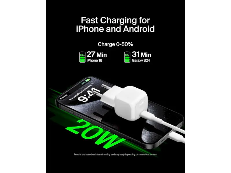 Мережевий зарядний пристрій Belkin BoostCharge Compact PD 20 W White (WCA009KQWH) - фото 6
