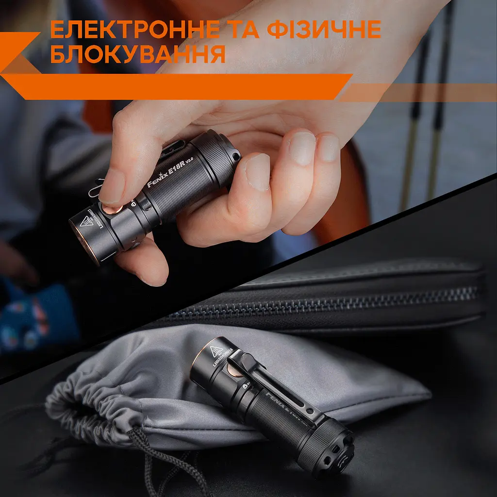 Ручний міні ліхтарик Fenix E18R V2.0 1200лм USB Type-C (Чорний) - фото 10