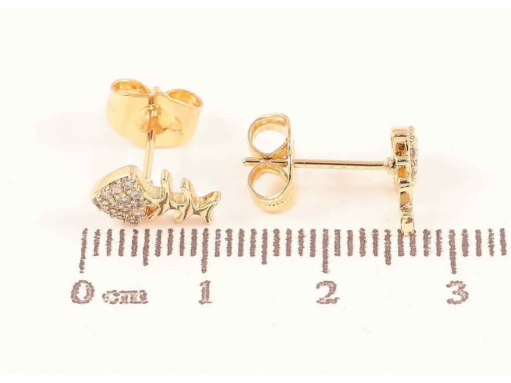 Сережки Xuping Позолота 18K пусети "Риб'ячі скелети" 283712 - фото 2
