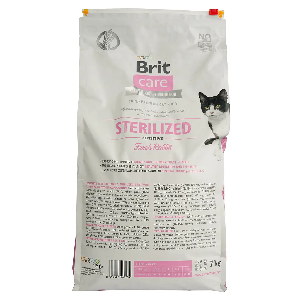 Сухий корм для стерилізованих котів з чутливим травленням Brit Care Cat GF Sterilized Sensitive зі свіжим кроликом 7 кг - фото 4