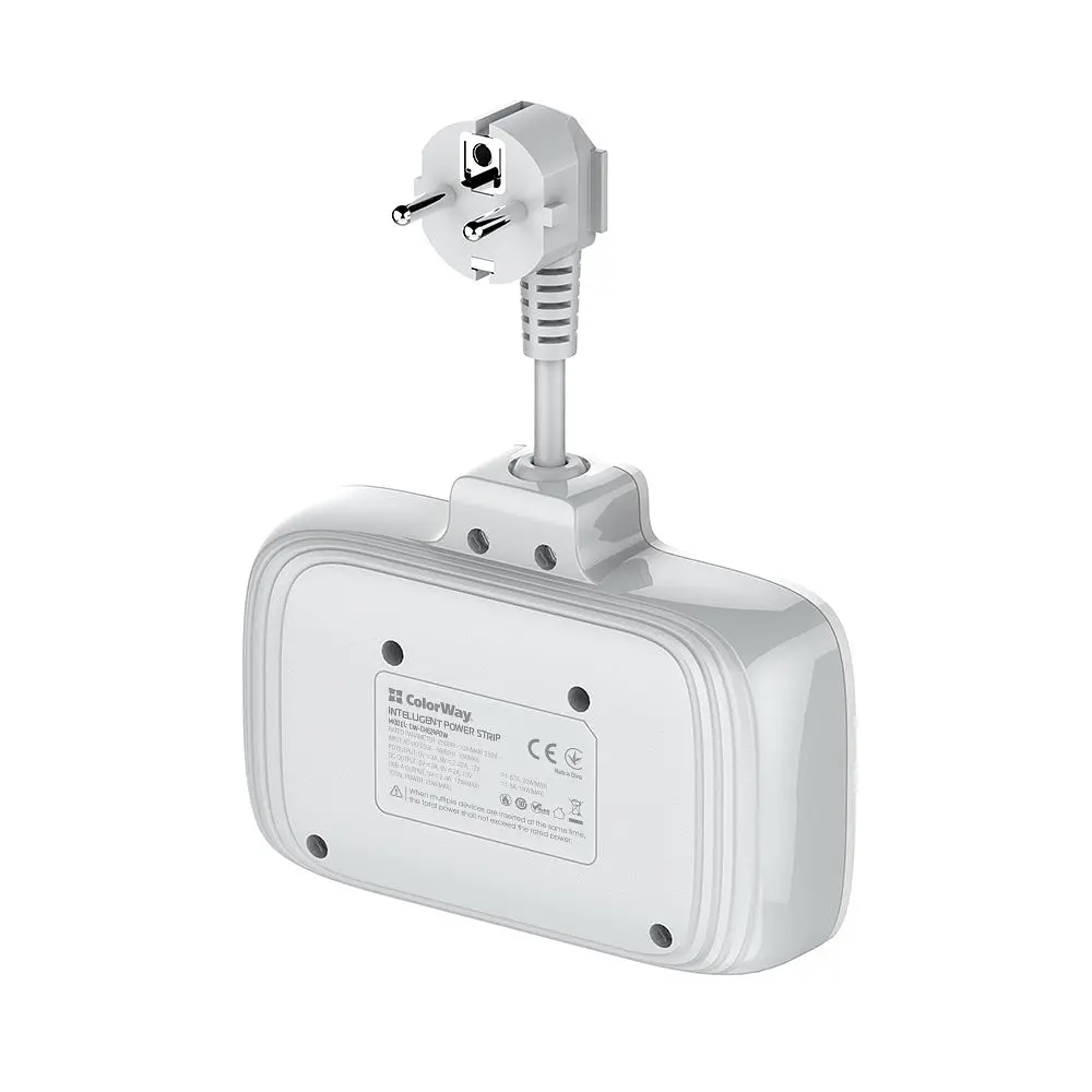 Мережевий фільтр СolorWay 2 розетки / 3USB / 1xTYPE-C White (CW-CHE24PDW) - фото 7