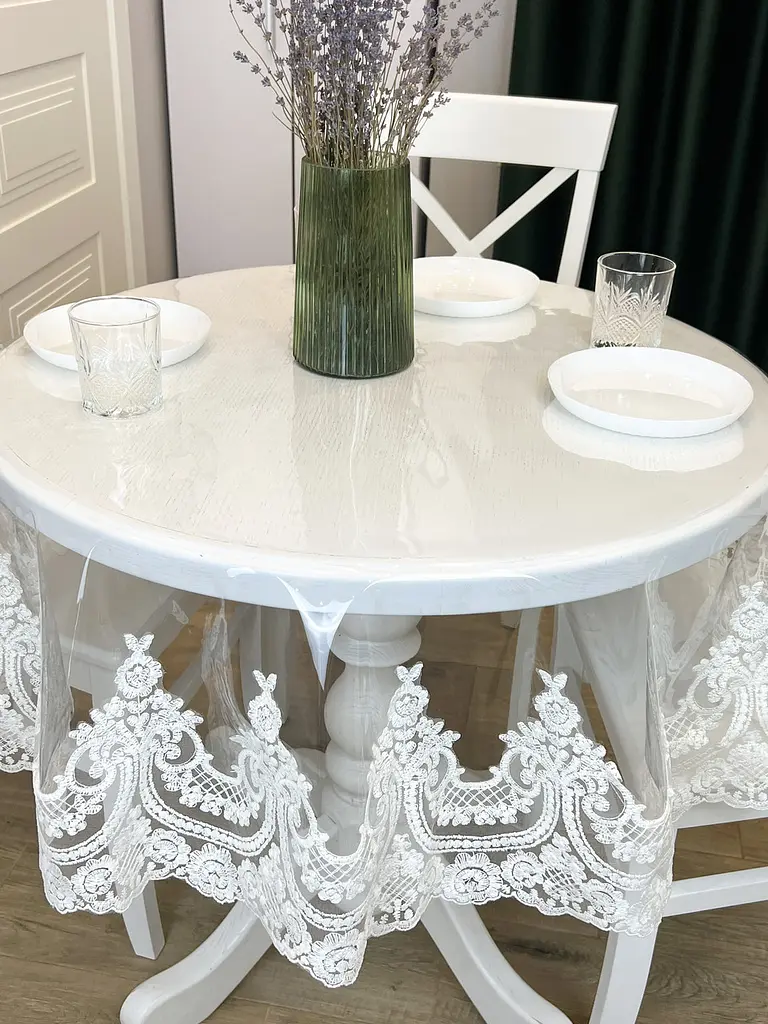 Силиконовая скатерть с молочным кружевом Арка Elit 160х150 см - фото 7
