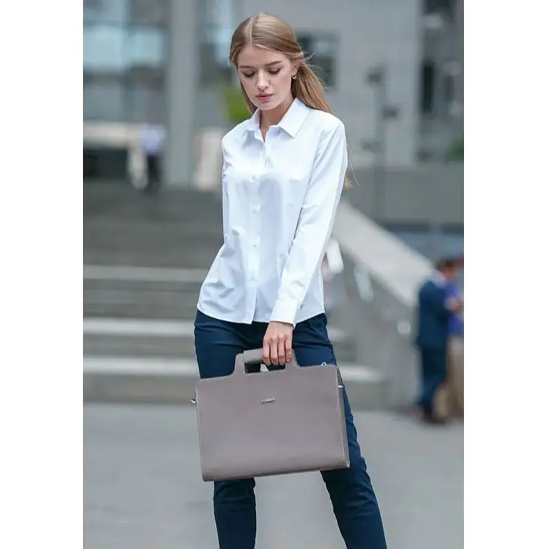 Сумка для ноутбука та документів BlankNote Жіноча шкіряна 15 Brown-Beige (BN-BAG-36-beige) - фото 7