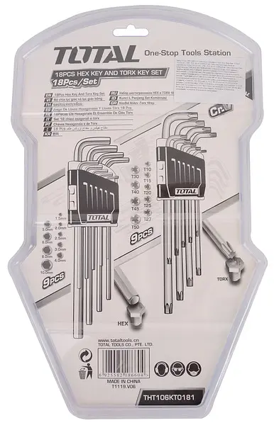 Набір ключів Total шестигранних + Torx 18 шт. (THT106KT0181) - фото 2