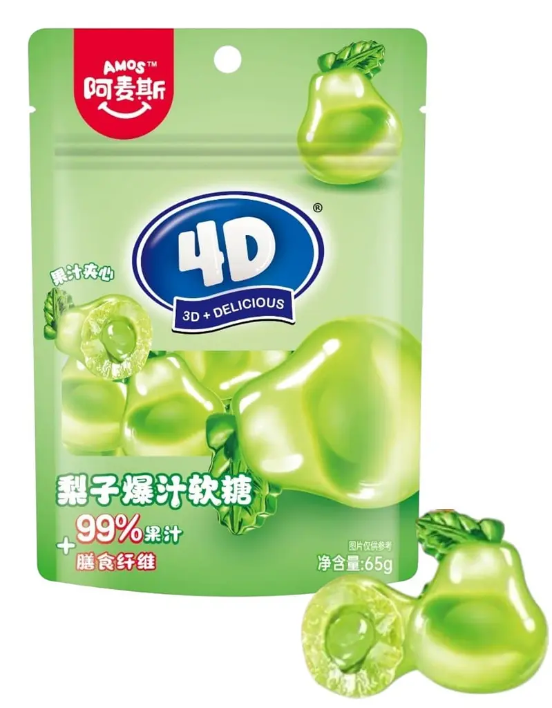 Жувальні цукерки Amos 4D Pear Jelly Gummy Candy 65г - фото 2