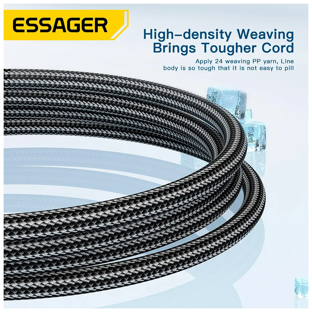 Дата кабель USB 2.0 AM to USB-C 2.0m 120W black Essager (EXC120-CGA01-P) - фото 6