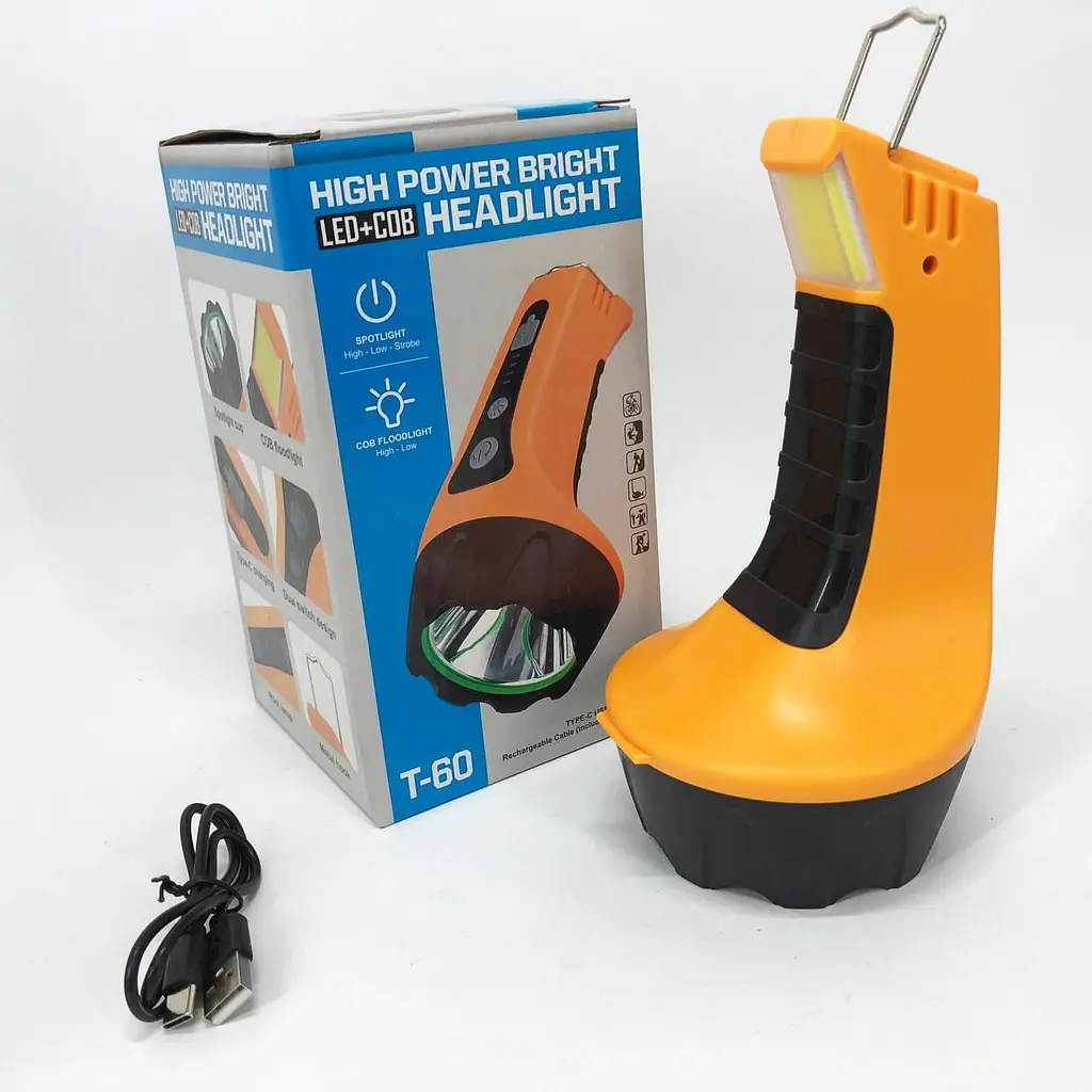 Ліхтар T60 3W COB з Li-Ion акумулятором, індикацією заряду, гаком та ЗУ Type-C (46869-T60_152) - фото 3