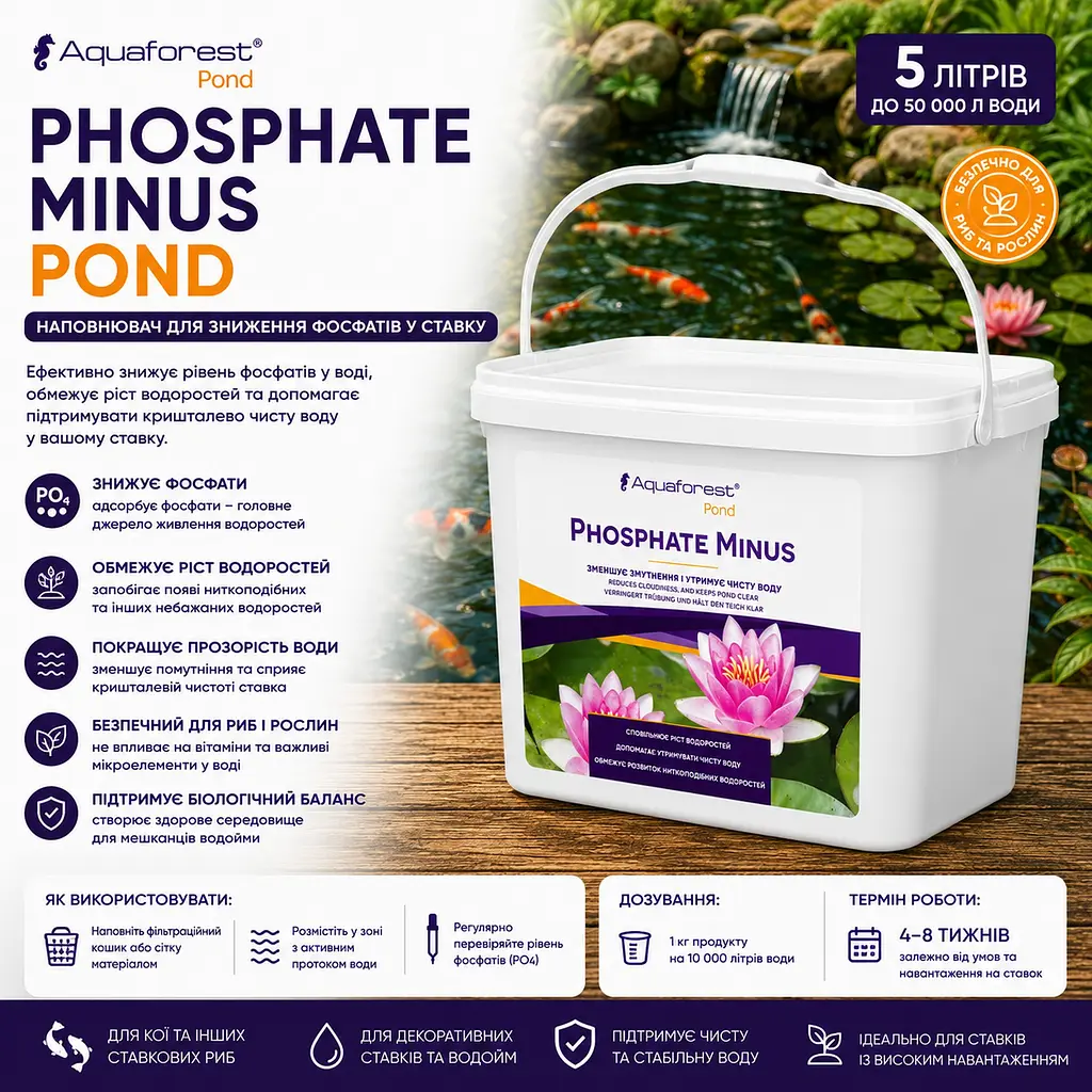 Наповнювач для зниження фосфатів у ставку Aquaforest Phosphate Minus POND 5 л - фото 2