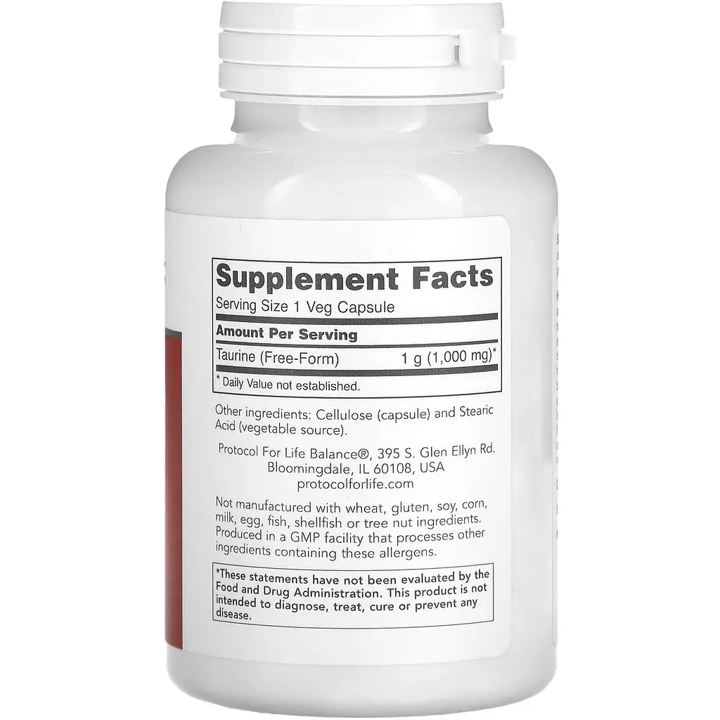 Таурин Protocol for Life Balance Taurine 1000 мг 100 веганских капсул - фото 2