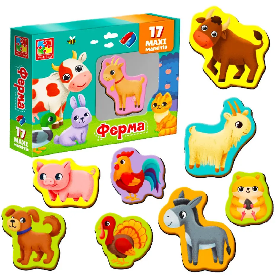 Набір магнітів Vladi Toys Maxi Ферма 17 шт. VT3106-24  - фото 2