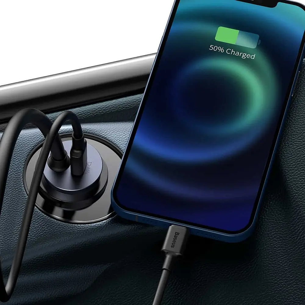 Автомобільний зарядний пристрій Baseus Share Together PPS multi-port Fast charging with extension cord 120W 2U+2C Gray (CCBT-A0G) - фото 8
