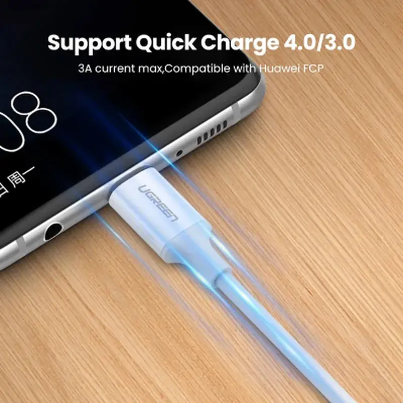 Дата кабель USB-C to USB-C 0.5m 3A 60W US264 white Ugreen (60517) - фото 3