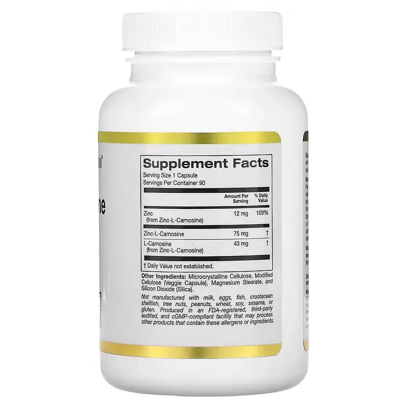 Цинк Zinc-L-Carnosine 90 капсул California Gold Nutrition vit0004746 - фото 2